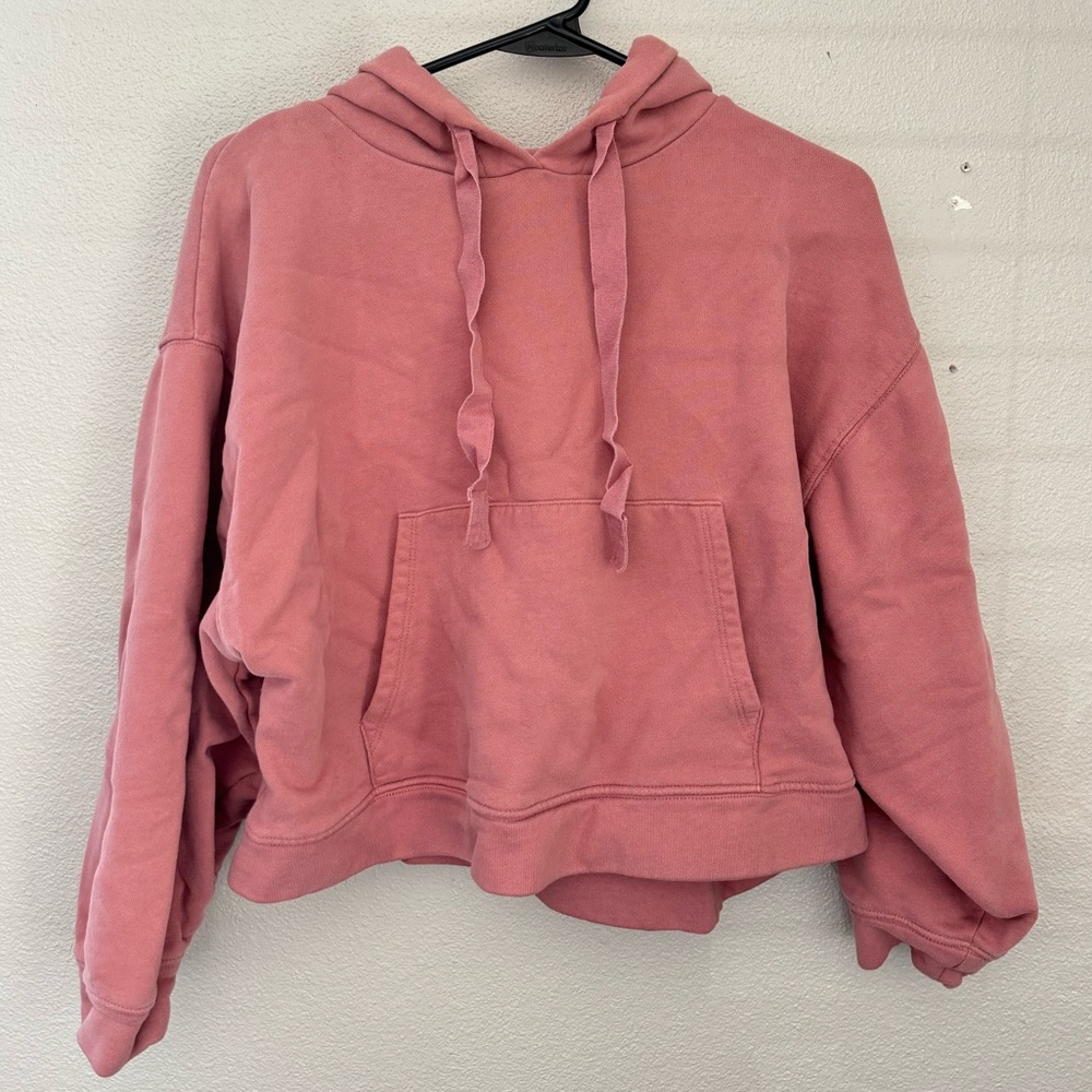 Topshop Oversize Crop Hoodie - Salmon Size 6